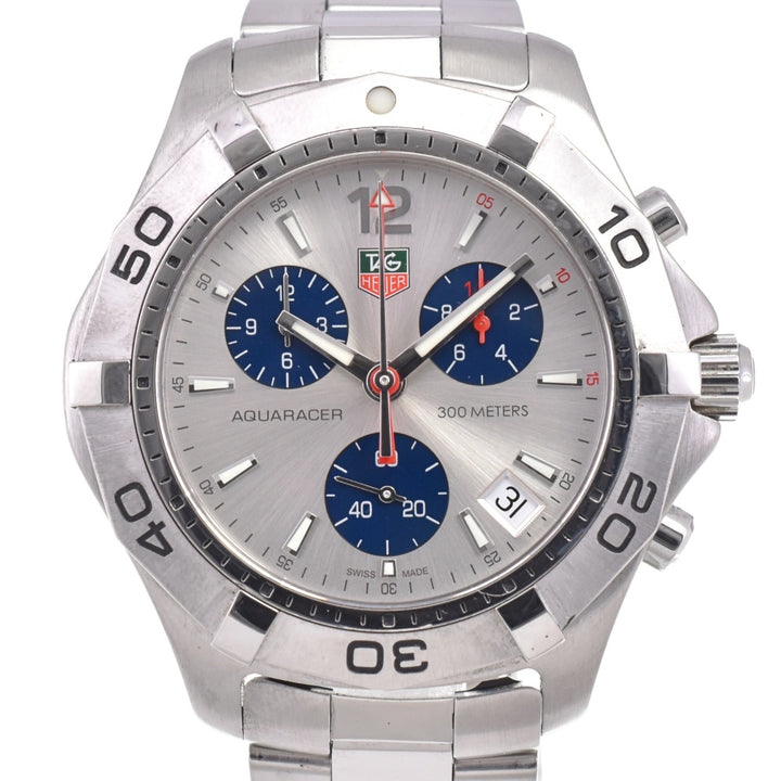 TAG HEUER Aqua racer CAF1111 Chronograph Date Silver / navy Dial Quartz Men's
 Watch O#143646