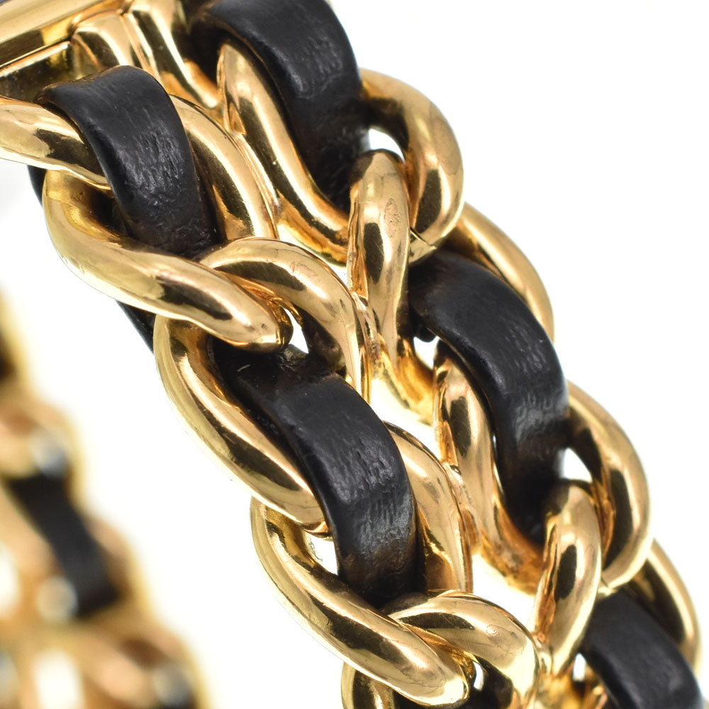 CHANEL Premiere M H0001 Gold Plated / Leather black Dial Quartz Ladies
 Watch O#143648