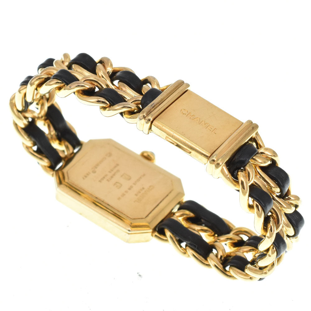 CHANEL Premiere M H0001 Gold Plated / Leather black Dial Quartz Ladies
 Watch O#143648