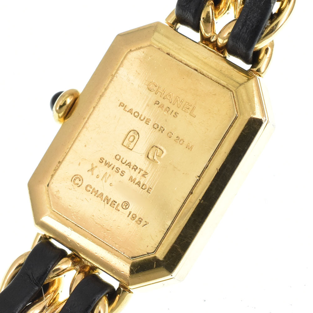 CHANEL Premiere M H0001 Gold Plated / Leather black Dial Quartz Ladies
 Watch O#143648