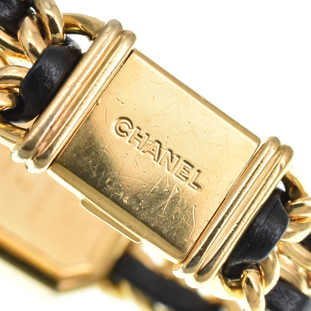 CHANEL Premiere M H0001 Gold Plated / Leather black Dial Quartz Ladies
 Watch O#143648