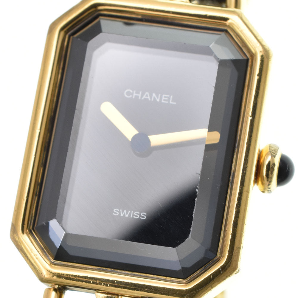 CHANEL Premiere M H0001 Gold Plated / Leather black Dial Quartz Ladies
 Watch O#143648