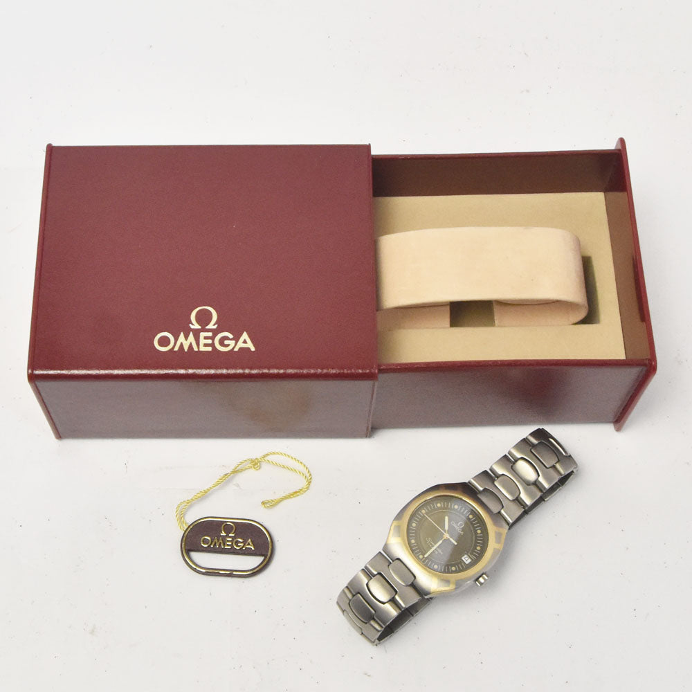 OMEGA Seamaster Polaris vintage Titanium/K18 Date gray Dial Quartz Men's
 Watch P#143652