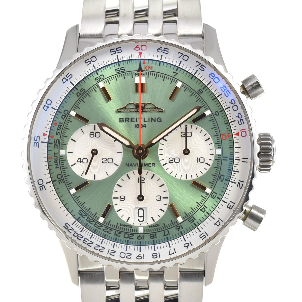 with paper BREITLING Navitimer B01 AB0139 Chronograph Date green Dial Automatic Men's
 Watch R#143661