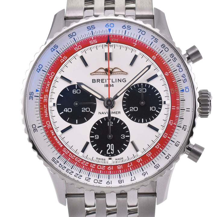 with paper BREITLING Navitimer 01 Boeing 747 AB0138 Chronograph Date Silver / Red Dial Automatic Men's
 Watch Q#143662