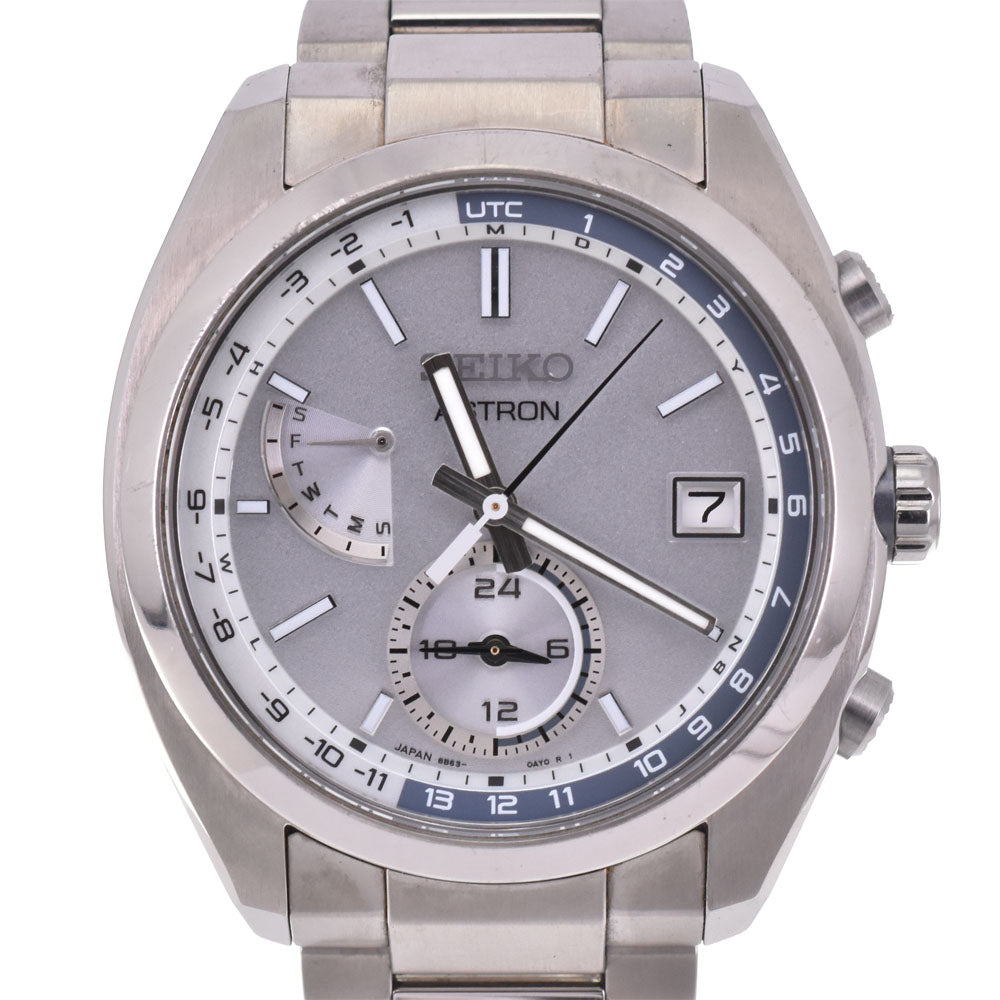 SEIKO Astron SBXY009 Titanium Day Date Silver Dial Radio Sync Solar Men's
 Watch P#143668