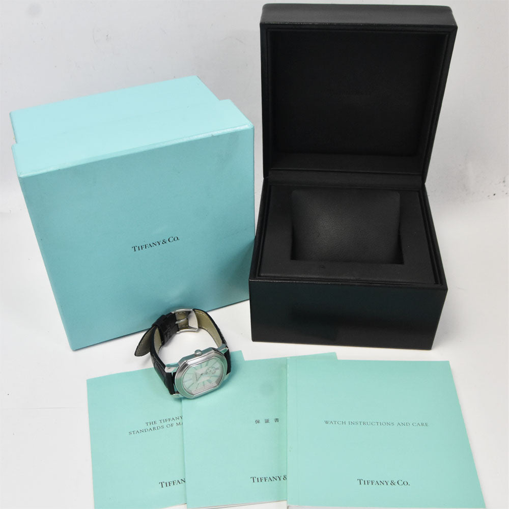 with paper TIFFANY&Co. Mark coupe 17089382 Small second date Silver Dial Quartz Men's
 Watch P#143680