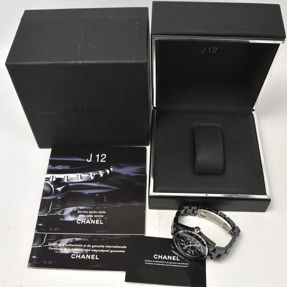 with paper CHANEL J12 H0685 Date black ceramic black Dial Automatic Men's
 Watch B#143681