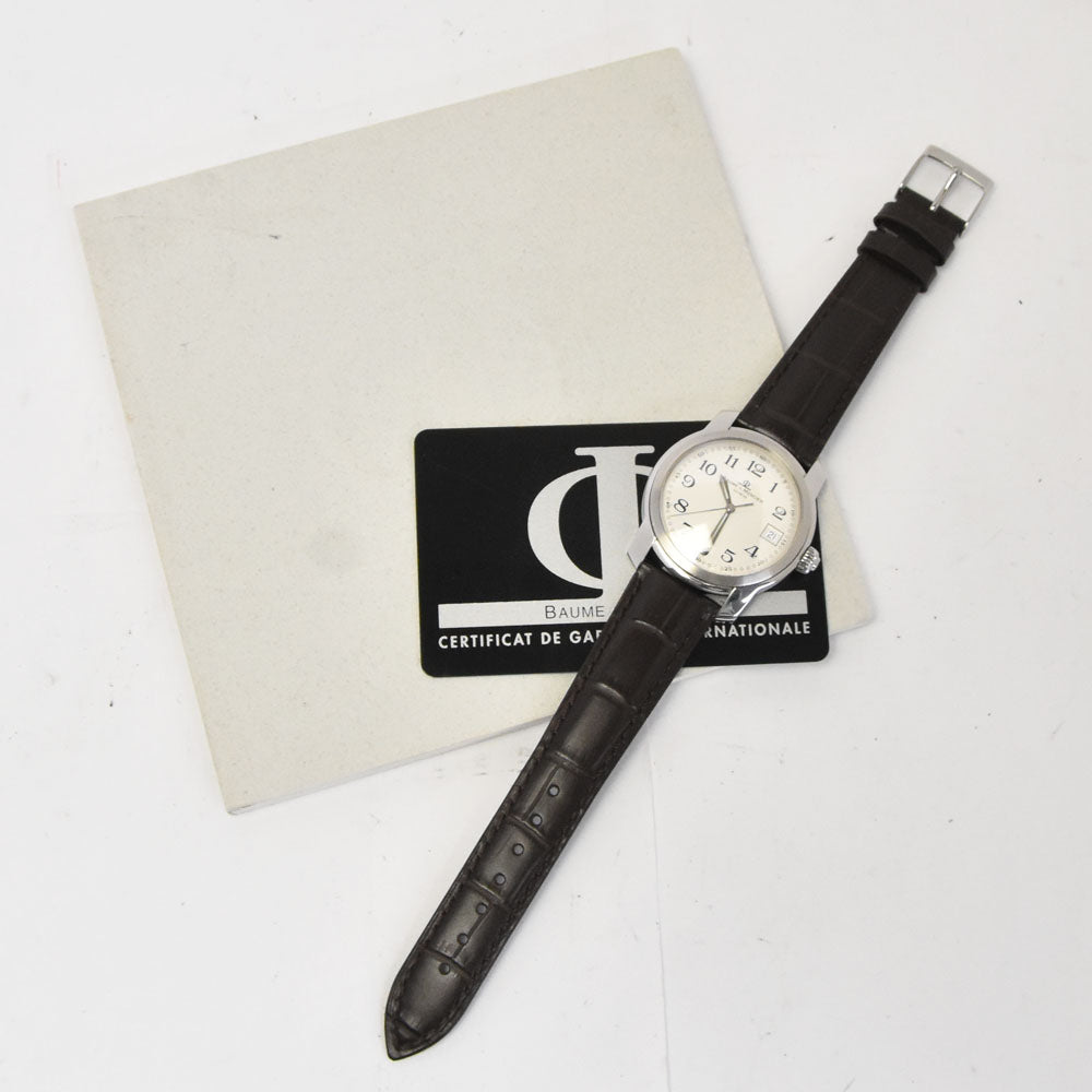 with paper Baume & Mercier Kay Platn MV045214 Date Silver Dial Quartz Men's
 Watch A#143694