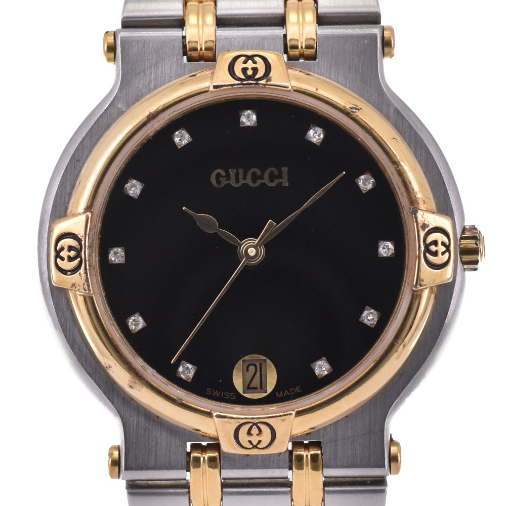 GUCCI 9000M 11P Diamond black Dial Quartz Men's
 Watch A#143697