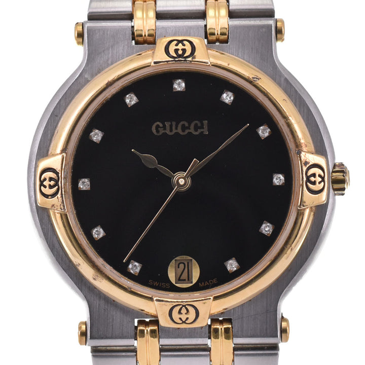 GUCCI 9000M 11P Diamond black Dial Quartz Men's
 Watch A#143697