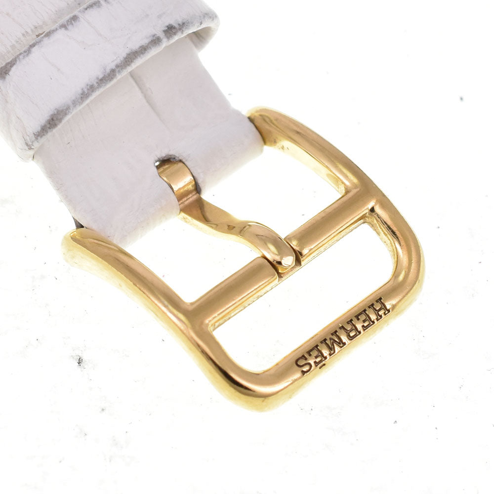 HERMES H watch HH1.201 Gold Plated / Leather white Dial Quartz Ladies
 Watch R#143716