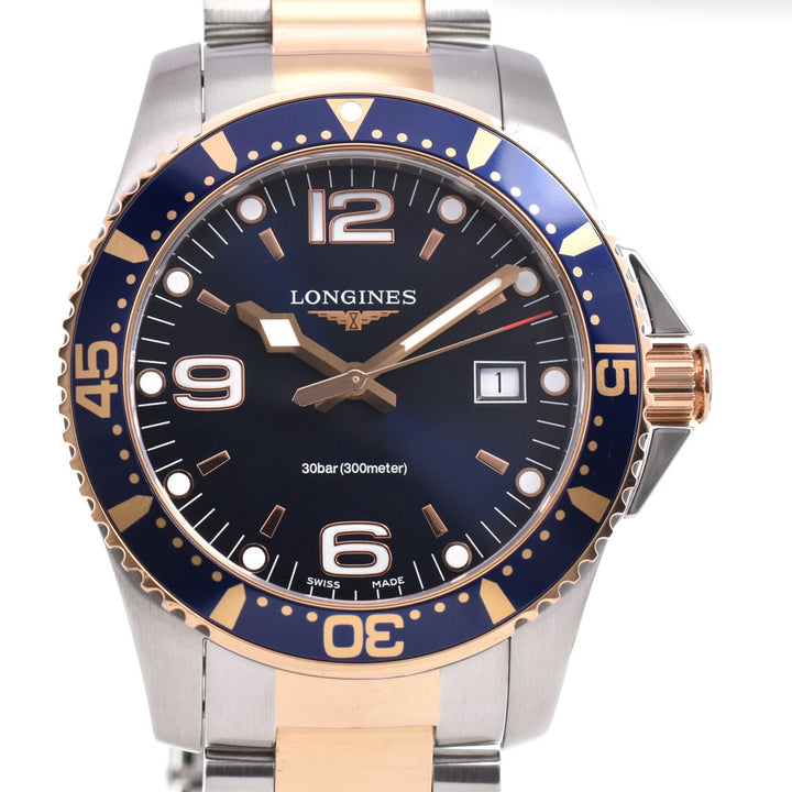 with paper LONGINES Hydro Conquest L3.740.3.98.7 300m date blue Dial Quartz Men's
 Watch R#143717