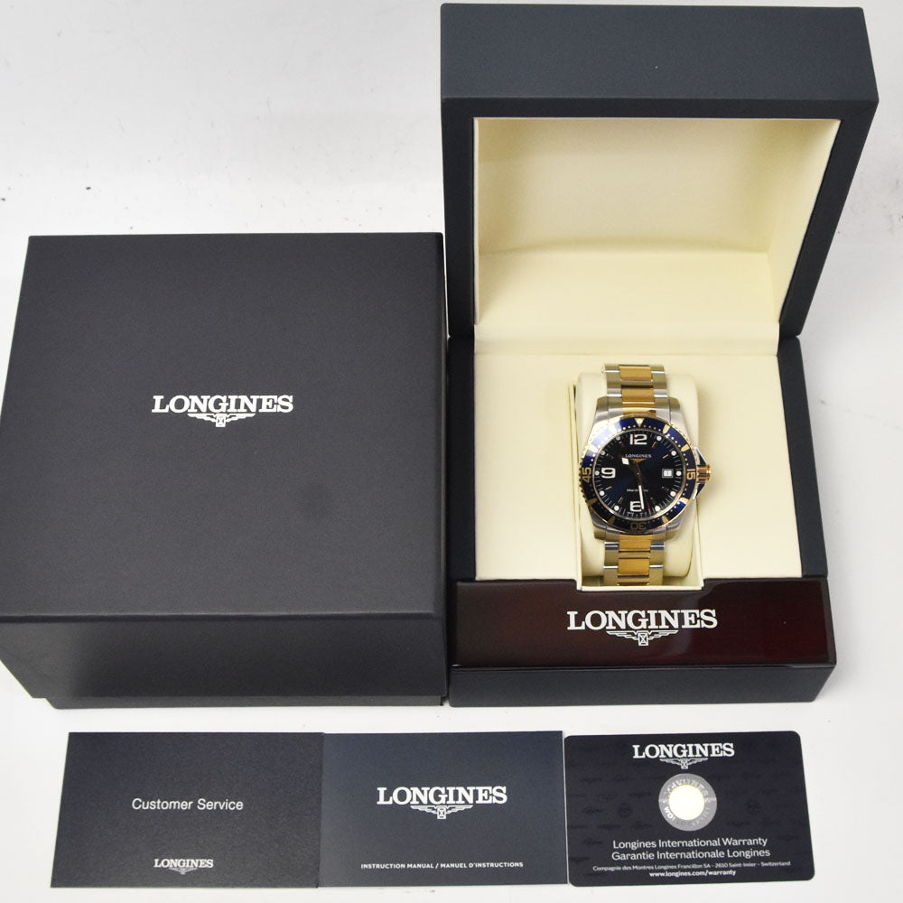 with paper LONGINES Hydro Conquest L3.740.3.98.7 300m date blue Dial Quartz Men's
 Watch R#143717