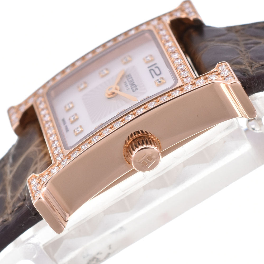 HERMES H watch mini HH1.171b diamond White shell Dial Quartz Ladies
 Watch R#143728