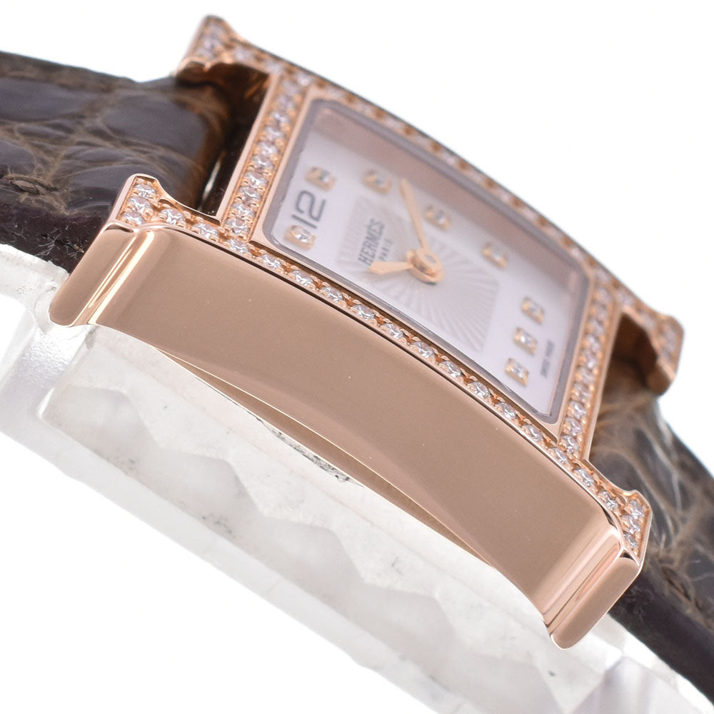 HERMES H watch mini HH1.171b diamond White shell Dial Quartz Ladies
 Watch R#143728