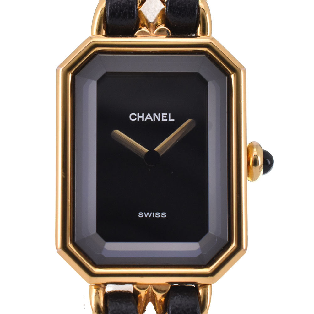 CHANEL Premiere L H0001 Gold Plated / Leather black Dial Quartz Ladies
 Watch R#143734