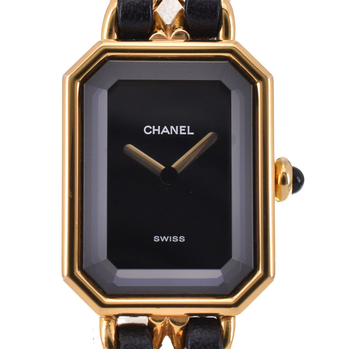 CHANEL Premiere L H0001 Gold Plated / Leather black Dial Quartz Ladies
 Watch R#143734