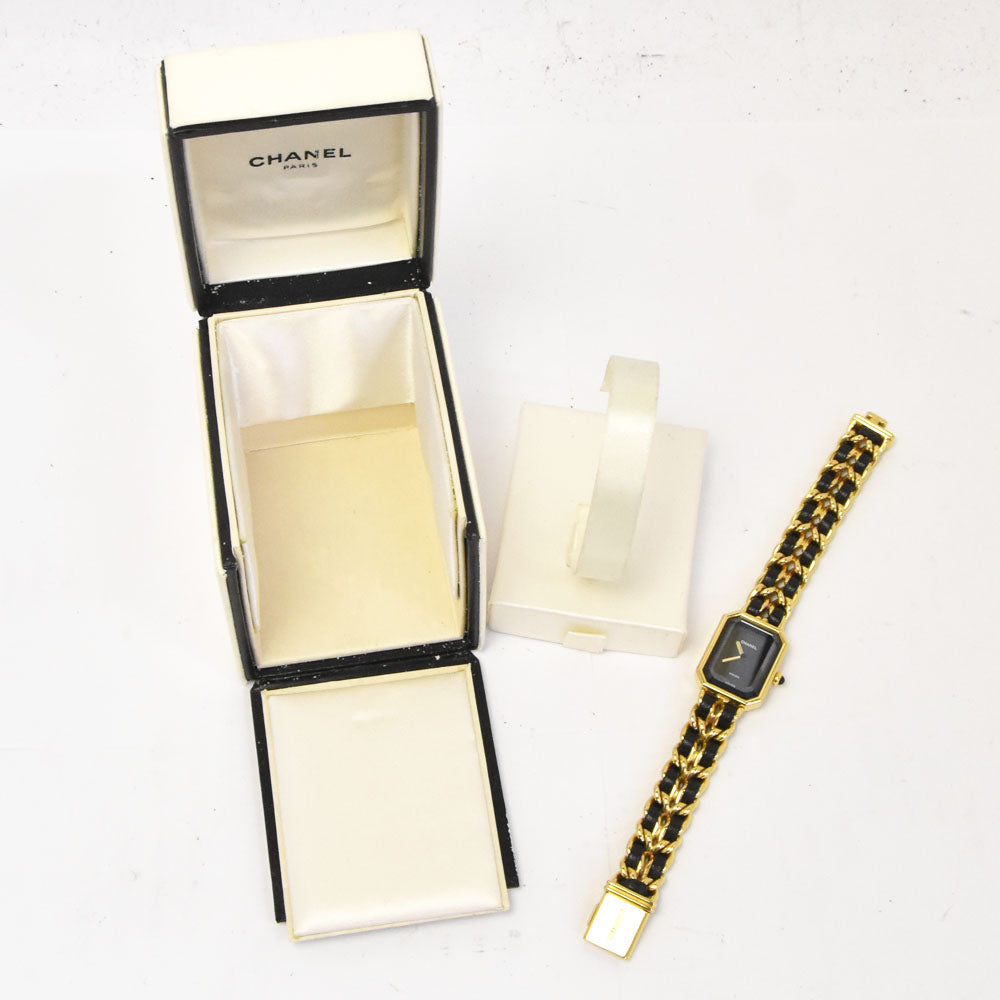 CHANEL Premiere L H0001 Gold Plated / Leather black Dial Quartz Ladies
 Watch R#143734