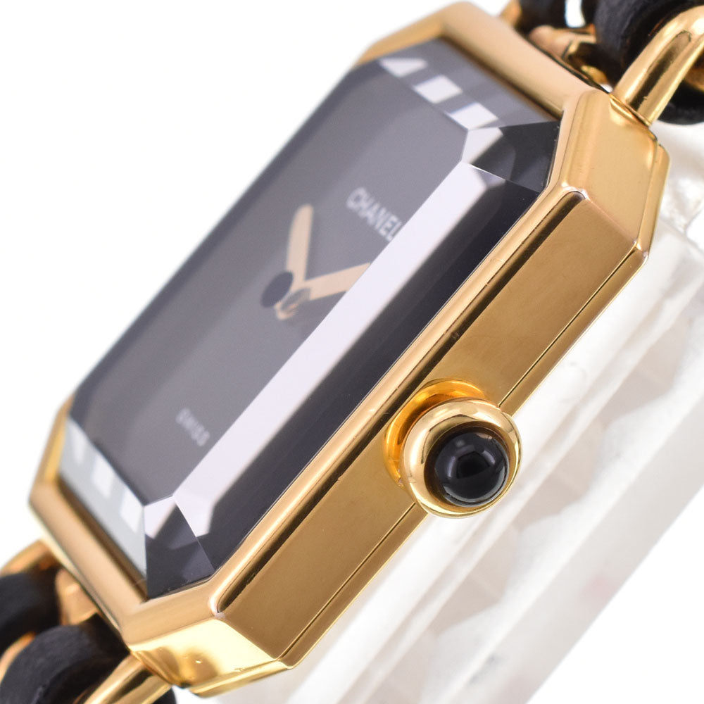 CHANEL Premiere L H0001 Gold Plated / Leather black Dial Quartz Ladies
 Watch R#143734