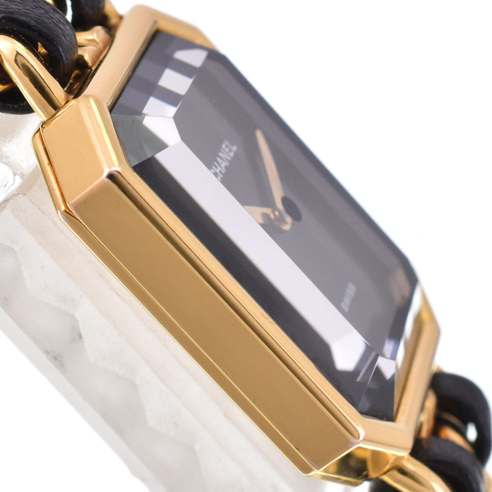 CHANEL Premiere L H0001 Gold Plated / Leather black Dial Quartz Ladies
 Watch R#143734