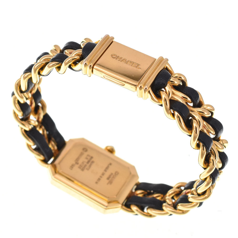 CHANEL Premiere L H0001 Gold Plated / Leather black Dial Quartz Ladies
 Watch R#143734