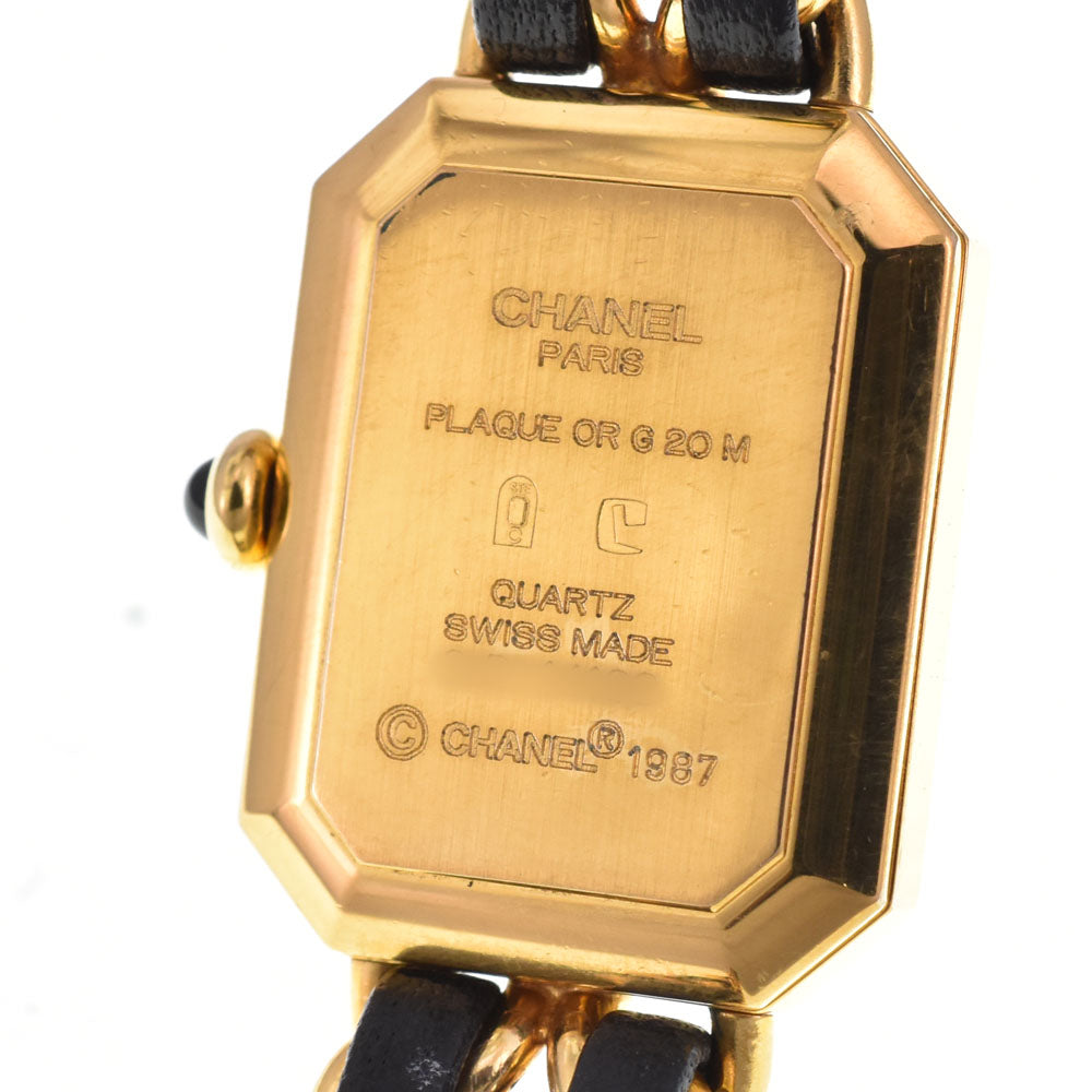 CHANEL Premiere L H0001 Gold Plated / Leather black Dial Quartz Ladies
 Watch R#143734