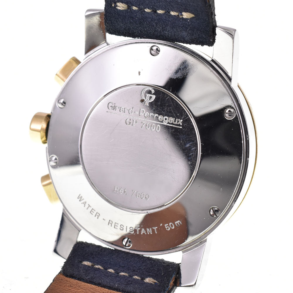 GIRARD-PERREGAUX Gold Plated7000 Chronograph Ref.7000 Date YG bezel White / Navy Dial Automatic Men's
 Watch R#143737