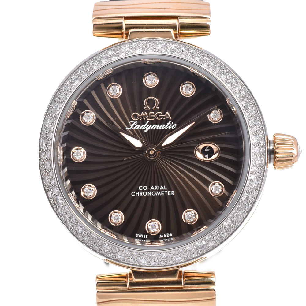 OMEGA De Ville Ladymatic 425.27.34.20.63.001 Stainless Steel/K18RG/Diamond Brown Dial Automatic Ladies
 Watch Q#143743