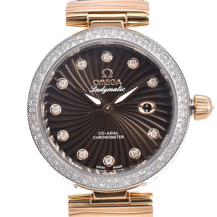 OMEGA De Ville Ladymatic 425.27.34.20.63.001 Stainless Steel/K18RG/Diamond Brown Dial Automatic Ladies
 Watch Q#143743
