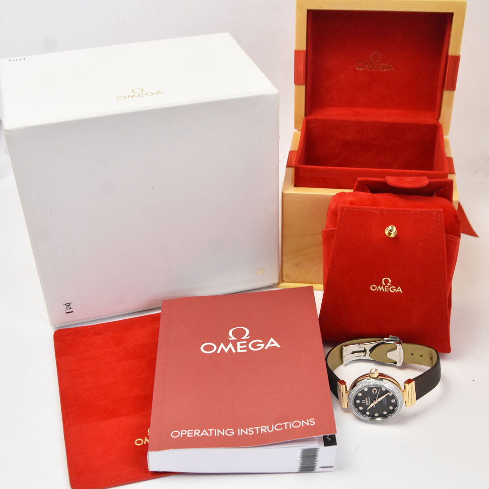 OMEGA De Ville Ladymatic 425.27.34.20.63.001 Stainless Steel/K18RG/Diamond Brown Dial Automatic Ladies
 Watch Q#143743