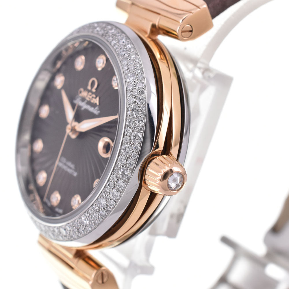 OMEGA De Ville Ladymatic 425.27.34.20.63.001 Stainless Steel/K18RG/Diamond Brown Dial Automatic Ladies
 Watch Q#143743