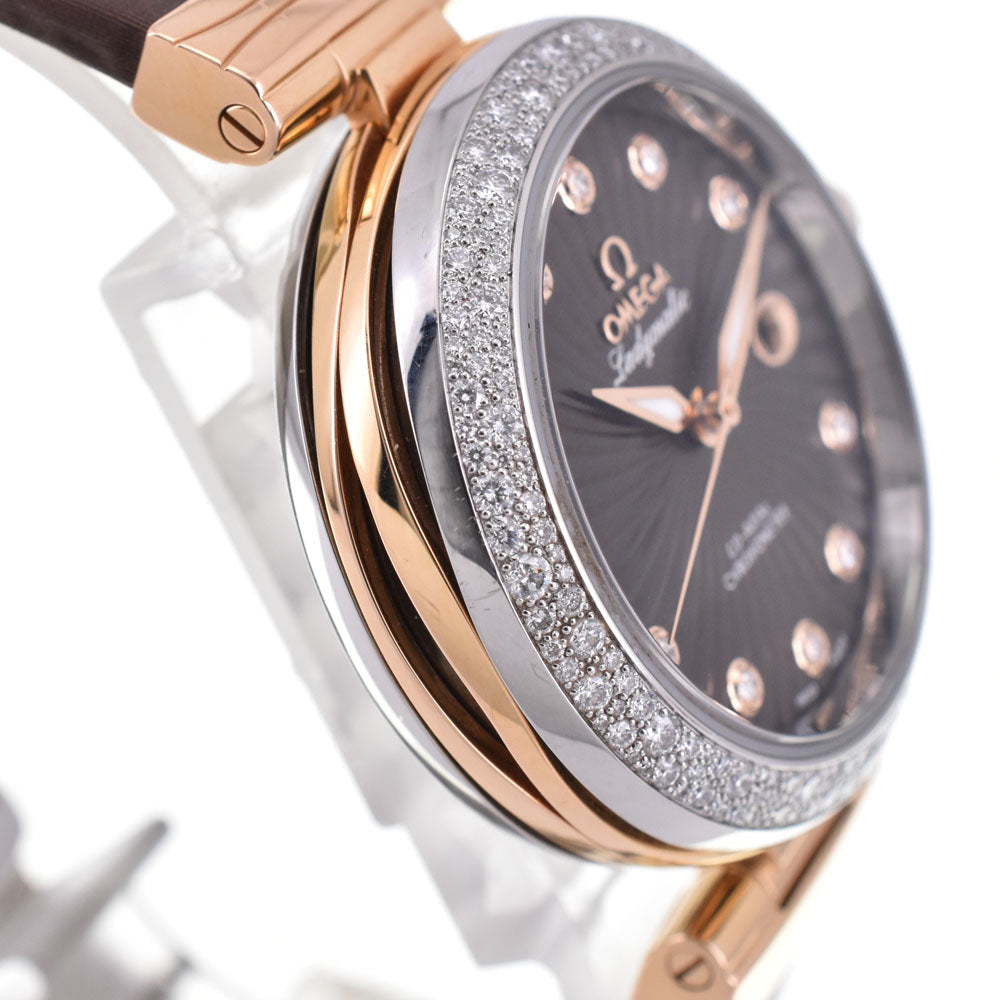 OMEGA De Ville Ladymatic 425.27.34.20.63.001 Stainless Steel/K18RG/Diamond Brown Dial Automatic Ladies
 Watch Q#143743