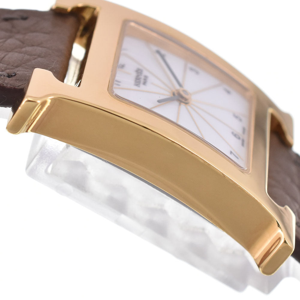 HERMES H watch HH1.201 Gold Plated / Leather Silver Dial Quartz Ladies
 Watch G#143764
