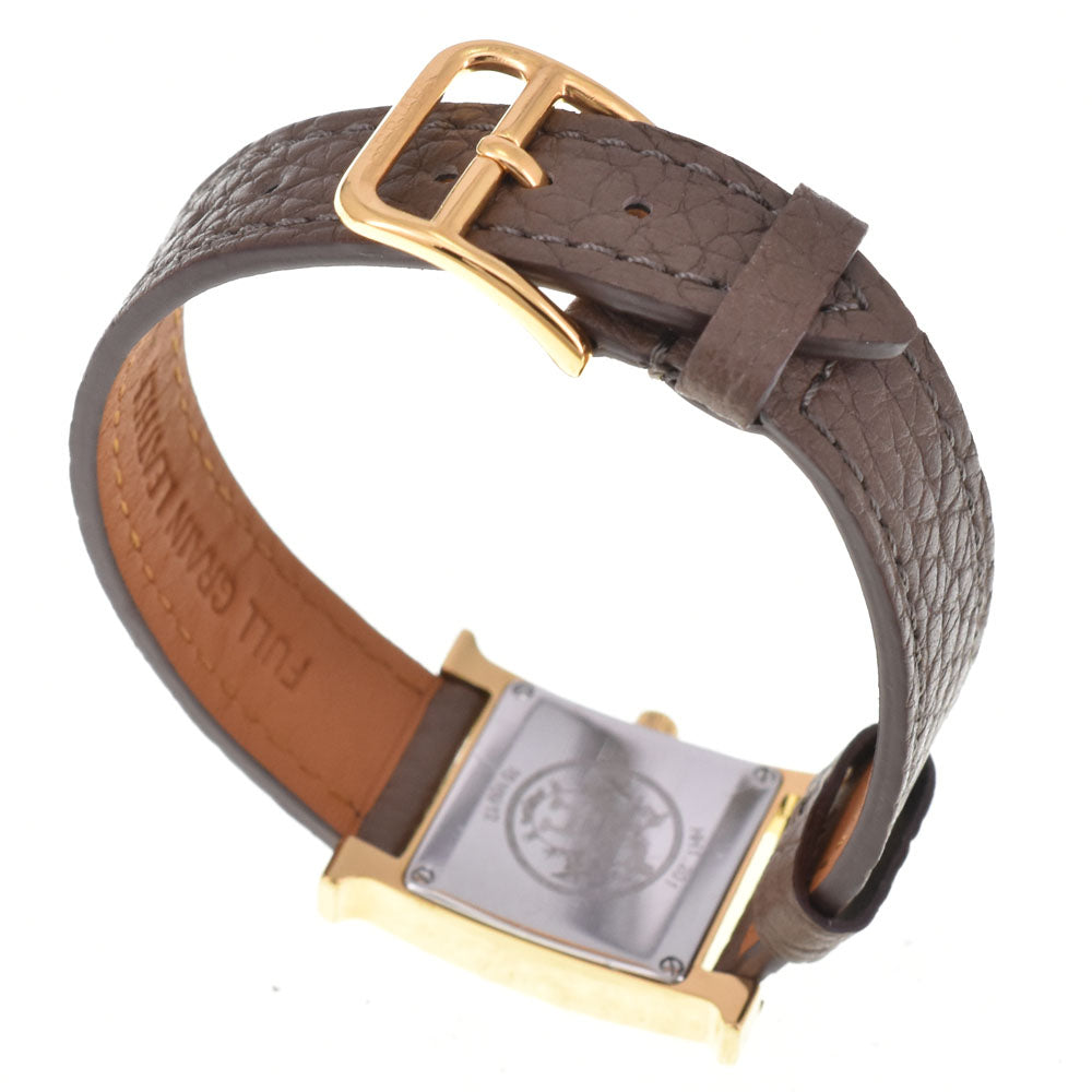 HERMES H watch HH1.201 Gold Plated / Leather Silver Dial Quartz Ladies
 Watch G#143764