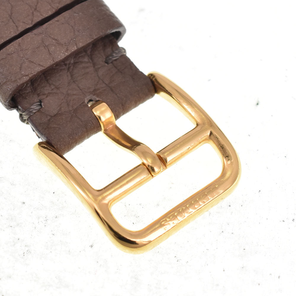 HERMES H watch HH1.201 Gold Plated / Leather Silver Dial Quartz Ladies
 Watch G#143764