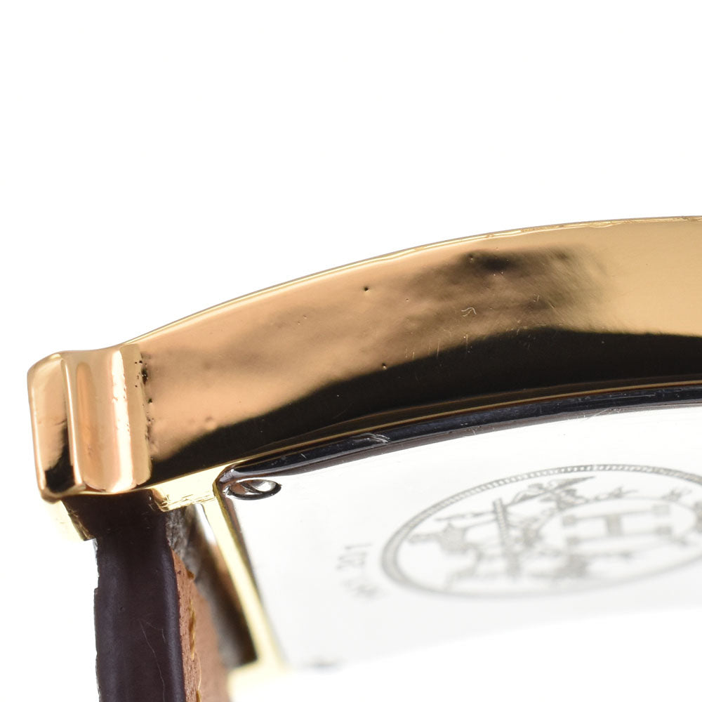 HERMES H watch HH1.201 Gold Plated / Leather Silver Dial Quartz Ladies
 Watch G#143764