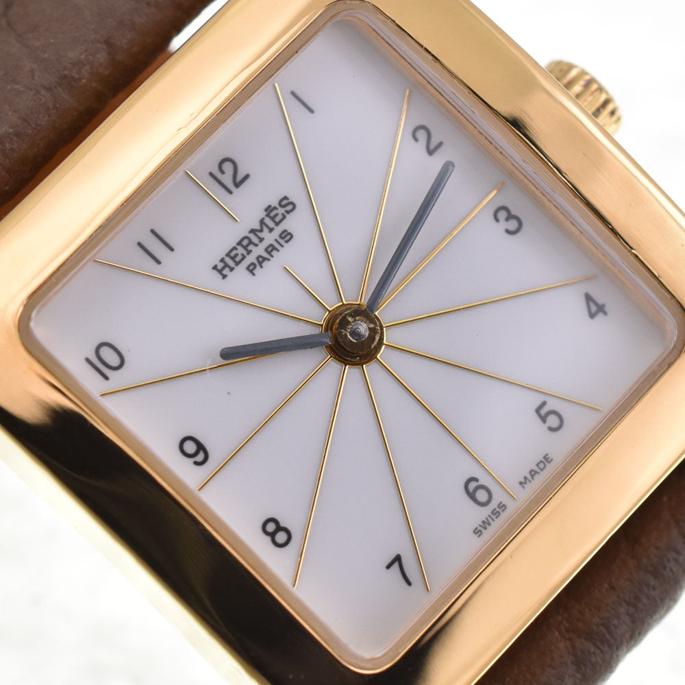 HERMES H watch HH1.201 Gold Plated / Leather Silver Dial Quartz Ladies
 Watch G#143764