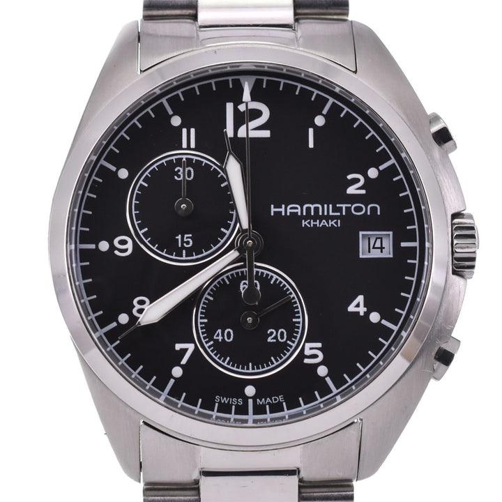 with paper HAMILTON Khaki pilot H765120 Chronograph Date black Dial Quartz Men's
 Watch R#143768