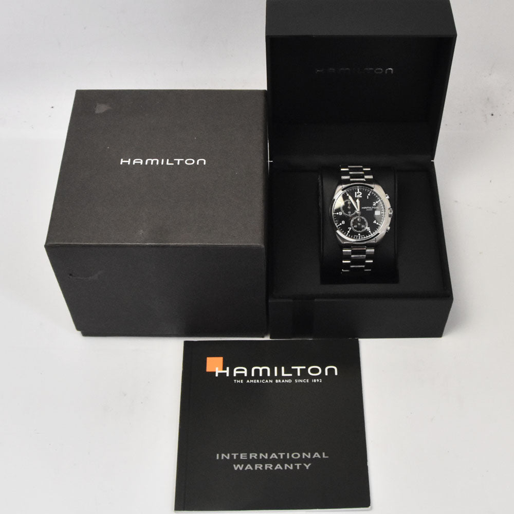 with paper HAMILTON Khaki pilot H765120 Chronograph Date black Dial Quartz Men's
 Watch R#143768