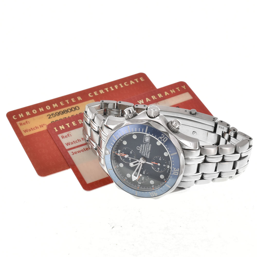 with paper OMEGA Seamaster300 2599.80 Chronograph Date blue Dial Automatic Men's
 Watch R#143776