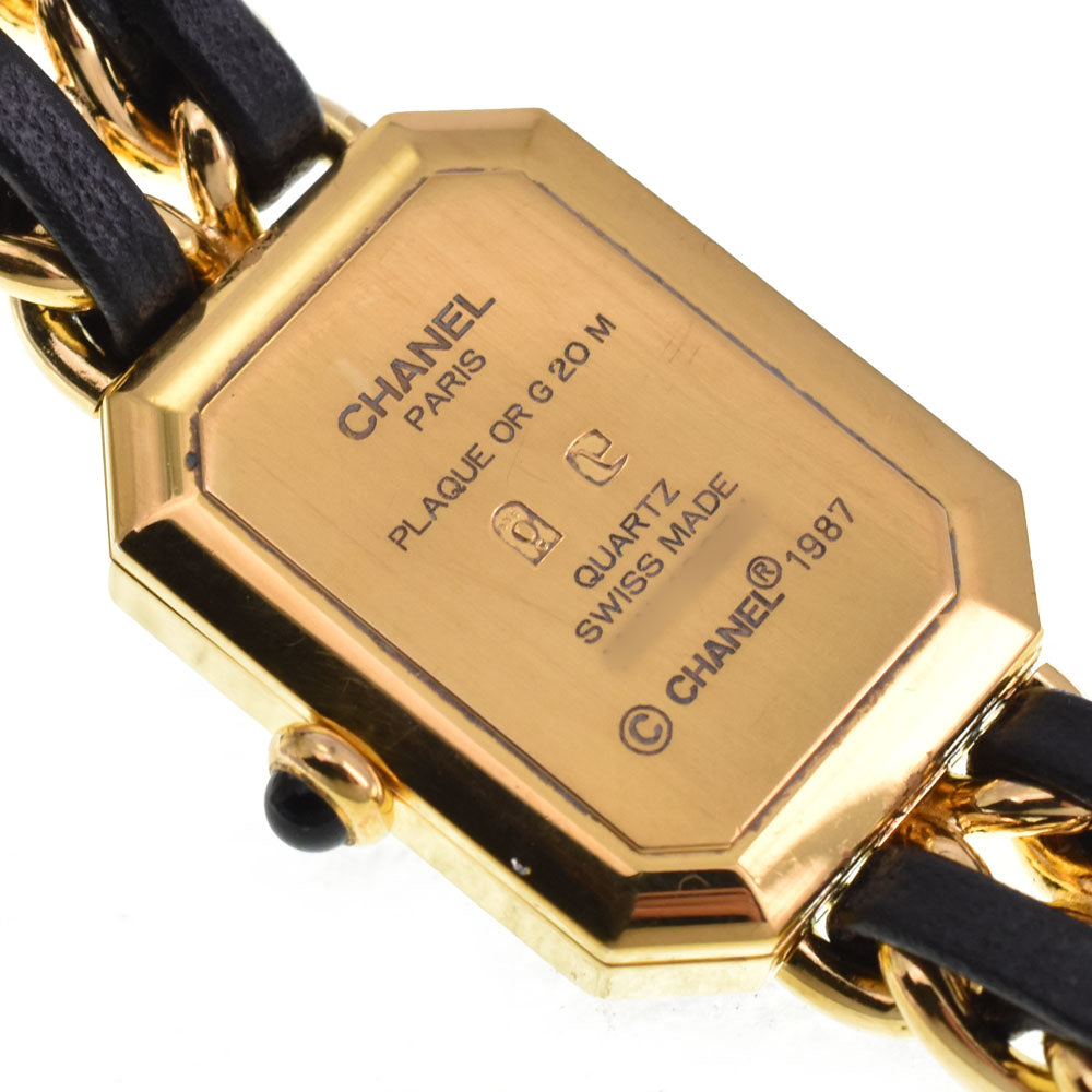 CHANEL Premiere S H0001 Gold Plated / Leather black Dial Quartz Ladies
 Watch H#143779