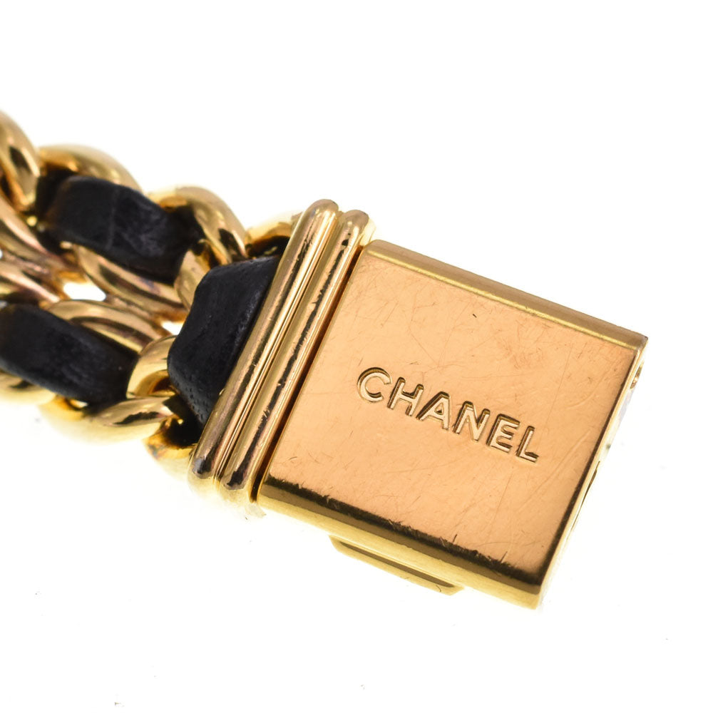 CHANEL Premiere S H0001 Gold Plated / Leather black Dial Quartz Ladies
 Watch H#143779