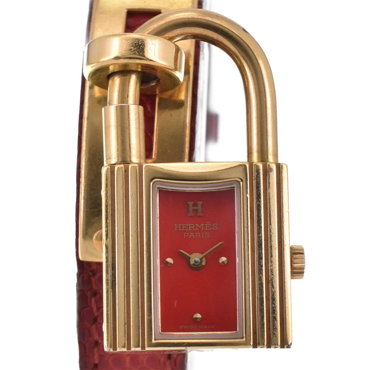 HERMES Kelly watch Gold Plated / Leather Red Dial Quartz Ladies
 Watch A#143783