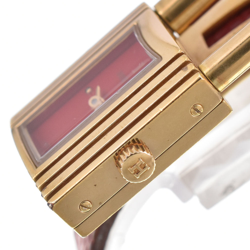 HERMES Kelly watch Gold Plated / Leather Red Dial Quartz Ladies
 Watch A#143783
