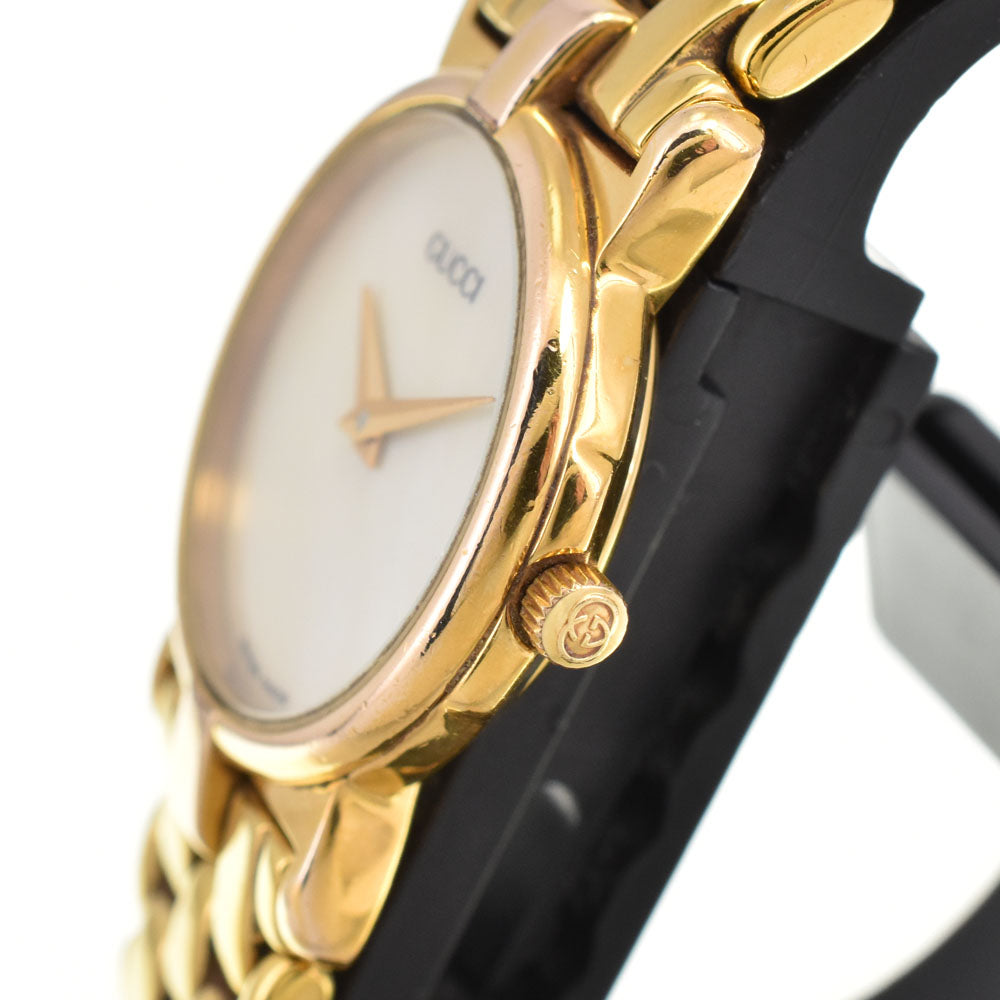 GUCCI 3400L Gold Plated White shell Dial Quartz Ladies
 Watch R#143786