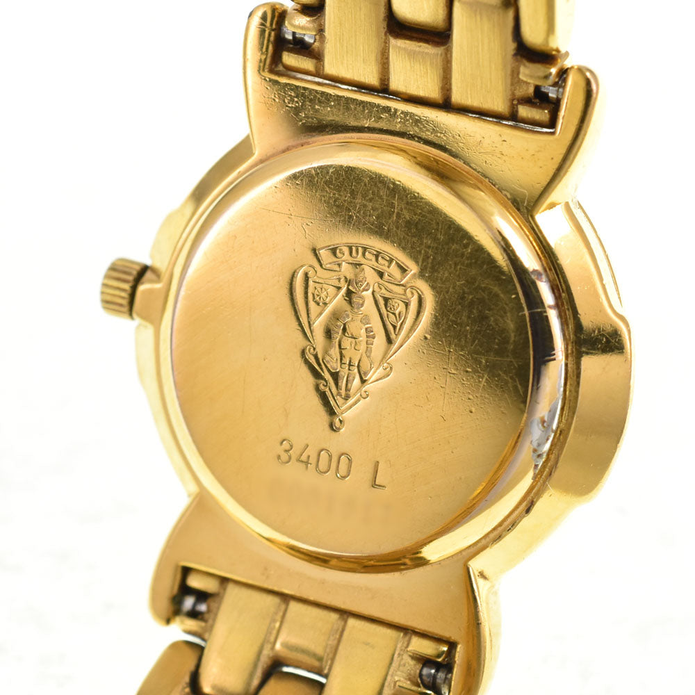 GUCCI 3400L Gold Plated White shell Dial Quartz Ladies
 Watch R#143786