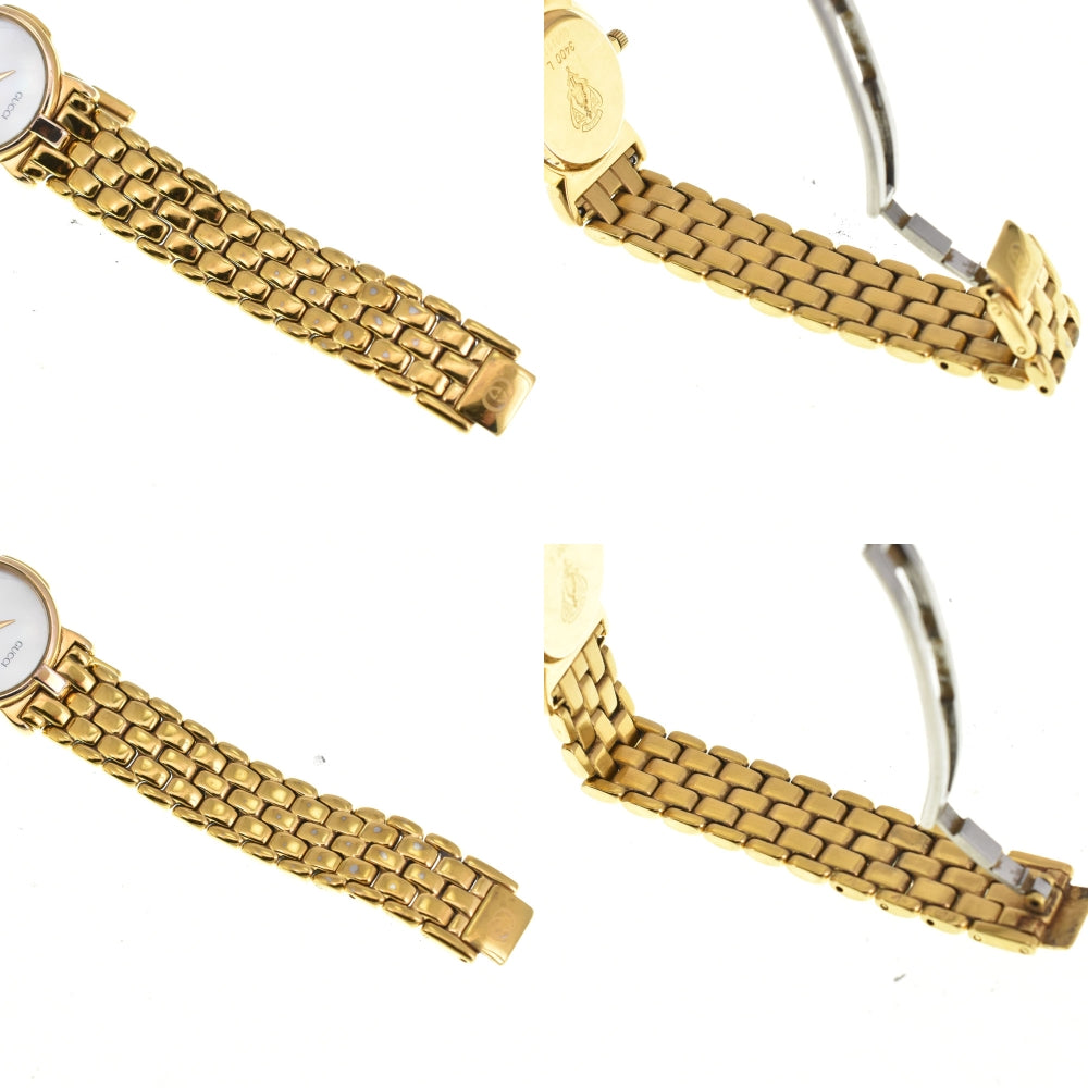 GUCCI 3400L Gold Plated White shell Dial Quartz Ladies
 Watch R#143786