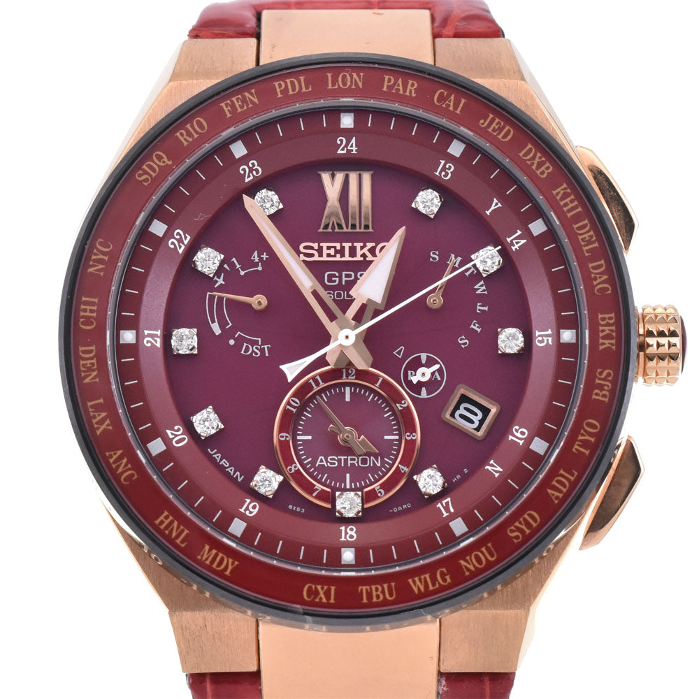 SEIKO Astron Executive Line SBXB158/8X53-0BA0 wine-red Dial GPS Solar Men's
 Watch C#143788