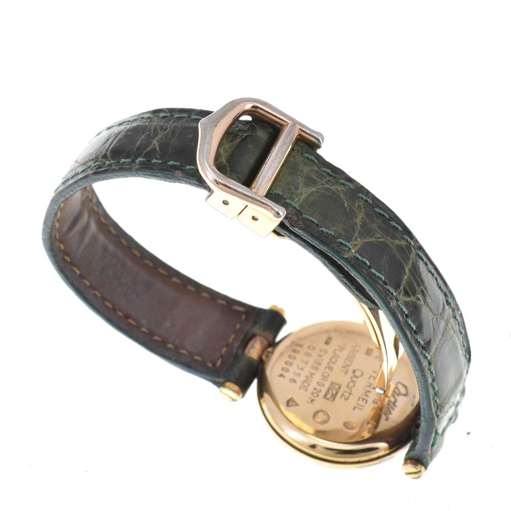 with paper CARTIER Must Vendome SM 590004 SV925 (Gold Plated) / Leather Silver Dial Quartz Ladies
 Watch P#143804